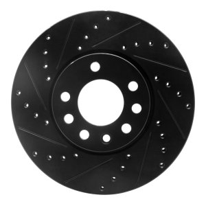 Cadillac BLS Brake Rotor (1) - Front Left - R1 Concepts - Drilled & Slotted - Black - `03-`11